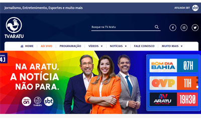 Grupo Aratu lança site com foco na programação da TV